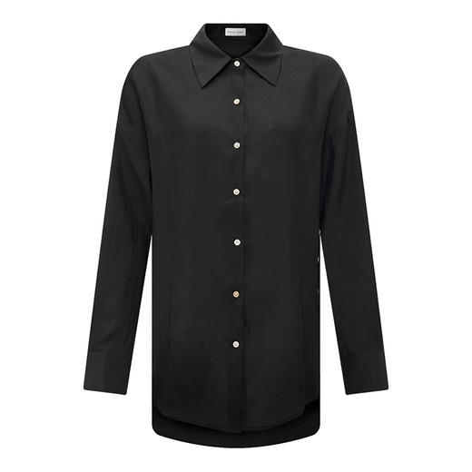 【2件9折】【Petit Bari】(多色)阔型不对称两穿设计长袖天丝衬衫设计感时髦 商品图1