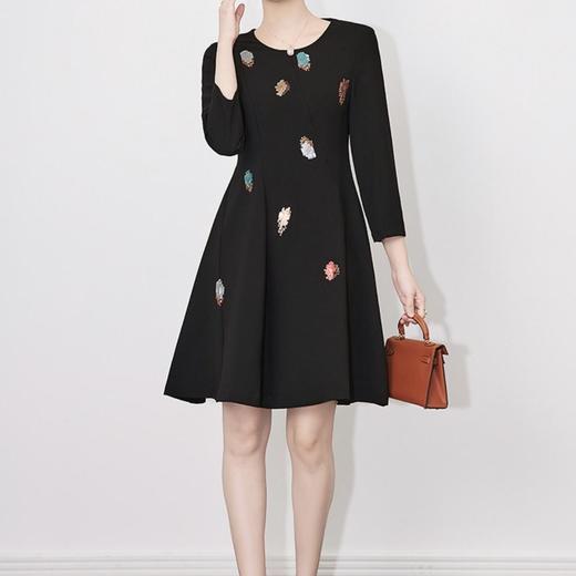 【高货wl】全新升级【铂金会员339/天猫459/差价120】(02526) 洛诗琳2025春季重工轻奢撞色亮片气质女神范收腰连衣裙女 商品图2