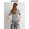 VIMAGE纬漫纪经典复古黑白条纹修身针织衫2025春季新款V2301908 商品缩略图4