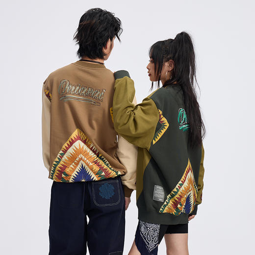 ONIARAI/鬼洗 史前部落织物印綉花拼布卫衣 A240012 商品图1