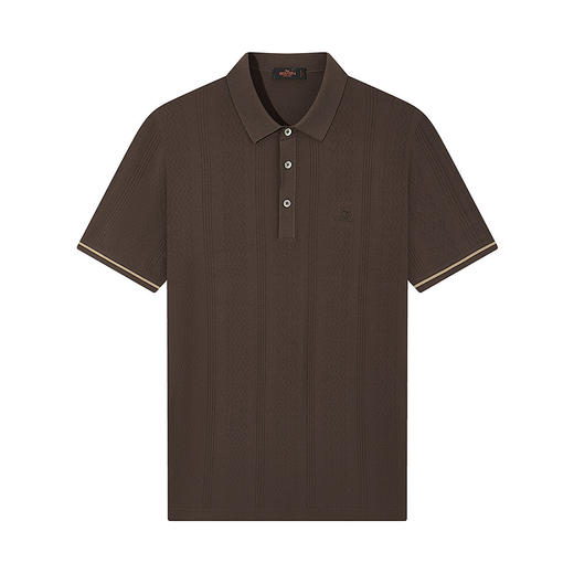 【高端系列】柒牌男士短袖polo衫夏季新款条纹提花伊力特弹力上衣128T71220 商品图4