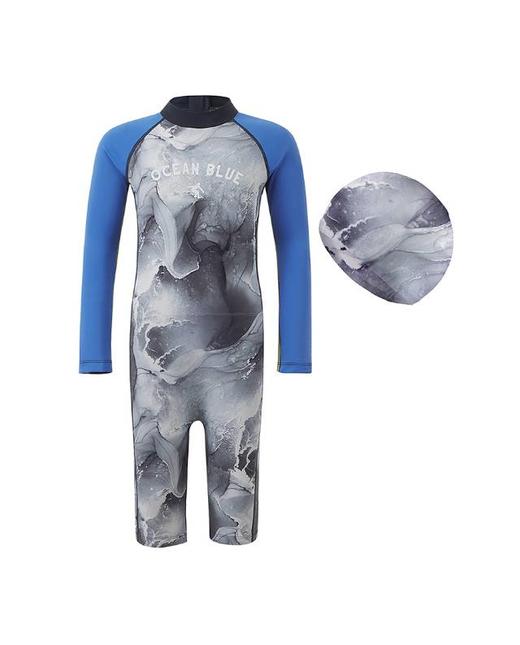 【春上新】8楼爱慕儿童Aimer Kids男孩2件装-墨韵海风长袖五分裤连体泳衣AK267H251，吊牌价660元 商品图4