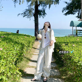 <曾小咸推荐>白色防晒衬衫T恤米白色裤子