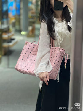 𝗠𝗖𝗠 中号双面购物袋-桃花粉