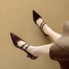 【预售5天】英伦风双条带小猫跟尖头浅口高跟鞋牛皮里外全皮时尚单鞋DB&M6167 商品缩略图2