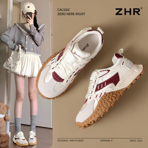 ZHR则则复古德训鞋女2025春季新款软底透气阿甘鞋百搭增高休闲鞋 商品图8