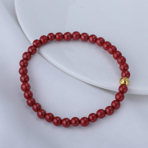 【宏艺珠宝】金砂瑞彩·足金朱砂手串 商品图1
