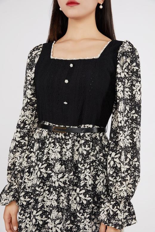 ANSUABEL 珍珠装饰针织碎花收腰连衣裙 11475 商品图3