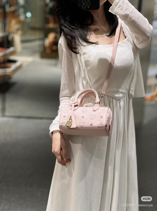 Mcm新款Mini#波士顿包 雾粉色 商品图6