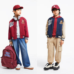 男童运动风棒球保暖外套服安奈儿童装