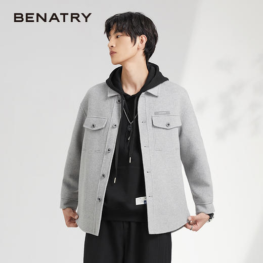 贝纳川百搭羊毛男士休闲衬衫式外套ECK419002 商品图5