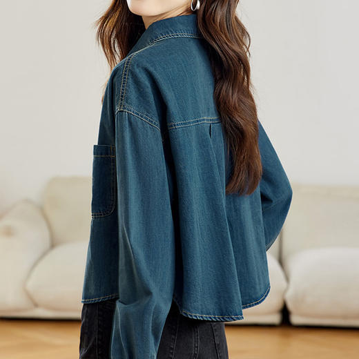 馥迦刺绣口袋做旧复古牛仔外套 商品图1