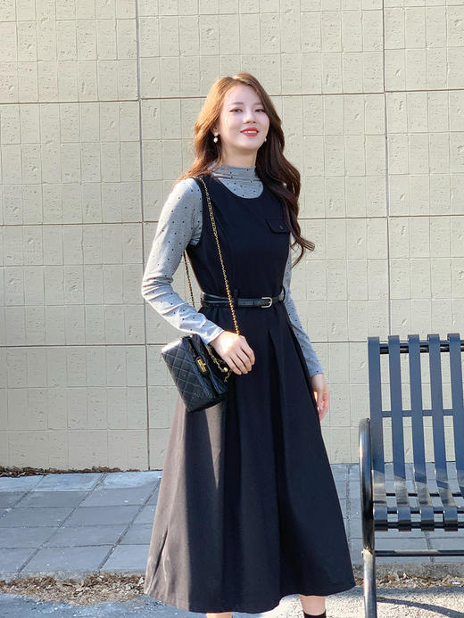 【百图lulu定制】【胜意背心裙】【赠腰带】圆领  口袋 大摆量百褶 收腰连衣裙 商品图4