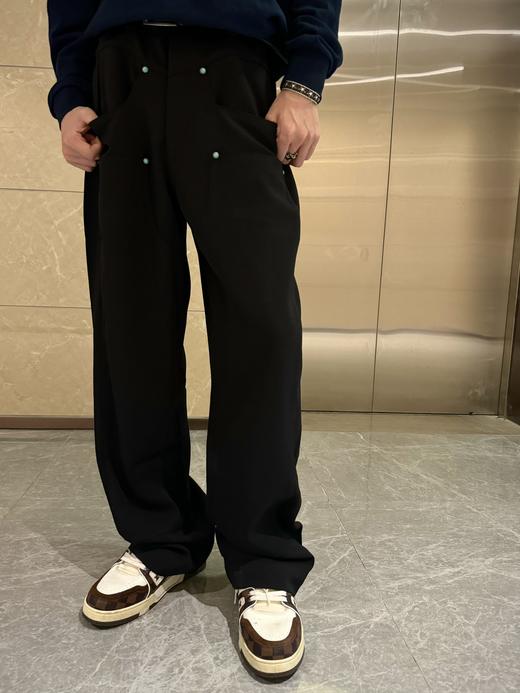 驴家 24FW 绿松石羊毛混纺阔型西裤 商品图5