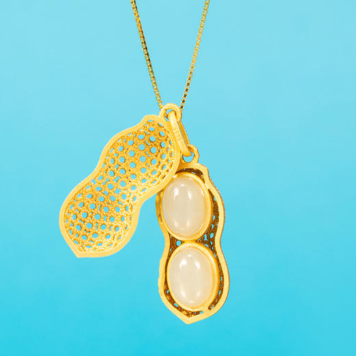 【女神的饰品】沐银时代S925银好事花生和田玉项链 做幸运女神 好事围绕 商品图1