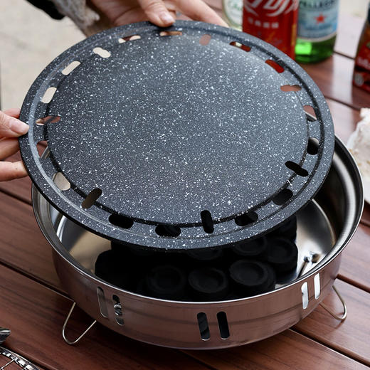 Higoo·嗨购 户外烧烤不锈钢围炉12件套 煎烤一体 室内室外均可用 商品图3