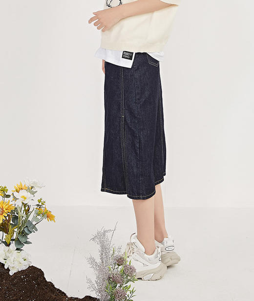 NUTS春季新品时尚短款开叉水洗牛仔半裙女211065102 商品图6