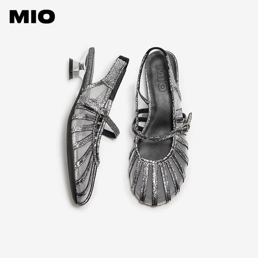MIO米奥编织圆头凉鞋金属朋克风拼色时尚百搭女鞋M252226405 商品图3