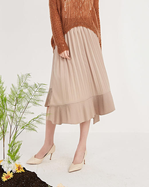 NUTS春季新品时尚休闲百褶气质半身裙女211063060B 商品图0