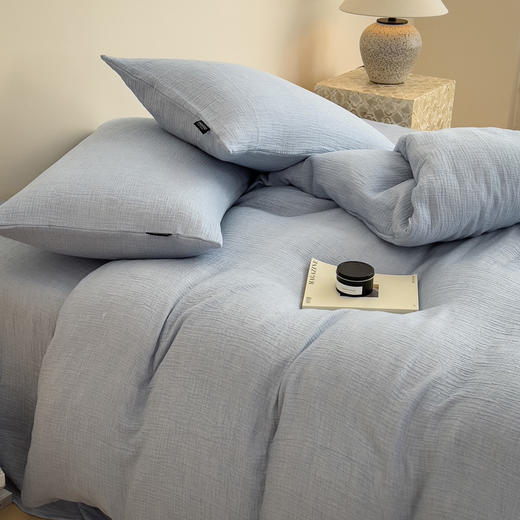 【出生婴幼儿可用】全棉色织提花有氧纱四件套 超柔软糯双层纱透气亲肤套件 商品图13