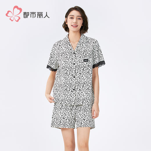 都市丽人女士棉质短袖套装薄32支纯棉单面舒适外出短袖类LHH1C6 商品图1