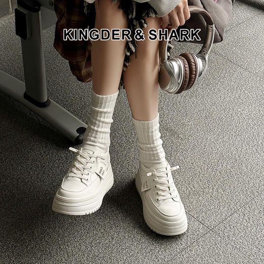 经典鲨女鞋2025年春季款韩版时尚平底舒适一脚蹬休闲鞋小白鞋KW160-517031 商品图0