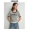 VIMAGE纬漫纪经典复古黑白条纹修身针织衫2025春季新款V2301908 商品缩略图3