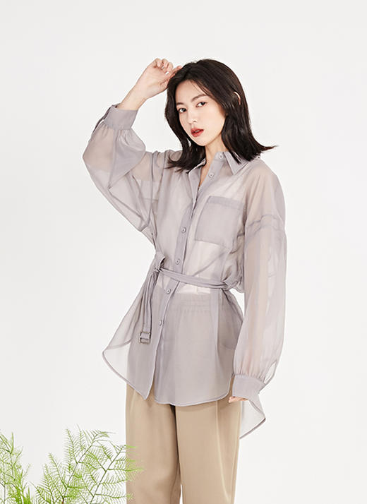 NUTS春季新品时尚气质修身优雅通勤百搭长袖衬衫女211013081 商品图1