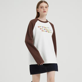 【2件9折】【Petit Bari】彩色刺绣插肩女士长袖棉质T恤3d重工刺绣精致