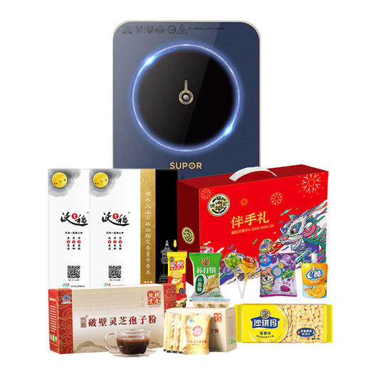 TY （分多包裹发货）徐福记 伴手礼-福到万家666g+方格 破壁灵芝孢子粉/72袋装+沃之稻贡享响水火山石板田稻花香(2.5kg纸盒)*2+苏泊尔   电磁炉/C22-ID31【鲜知20.0】 商品图0