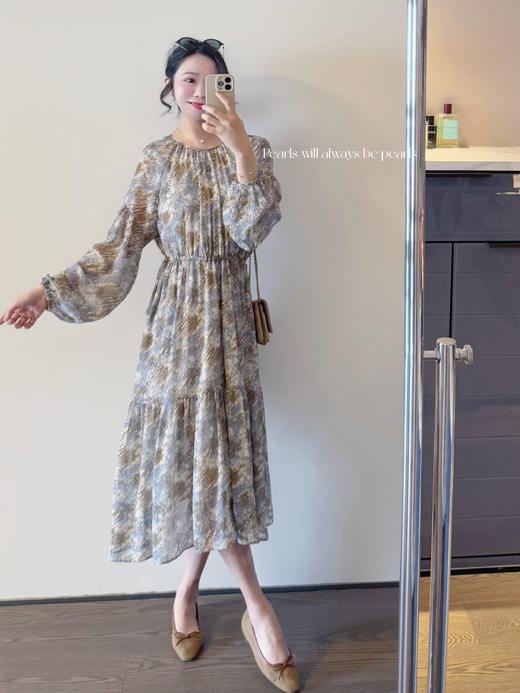 波光粼粼的海 优美漂亮的水彩笔触图案飘逸连衣裙 水彩蓝调 商品图1