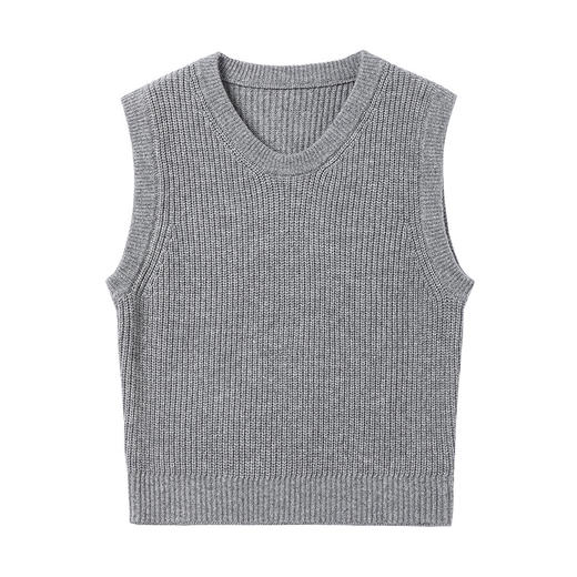 棉仓346699004-vip初棉方圆领羊毛混纺薄款马甲 商品图2