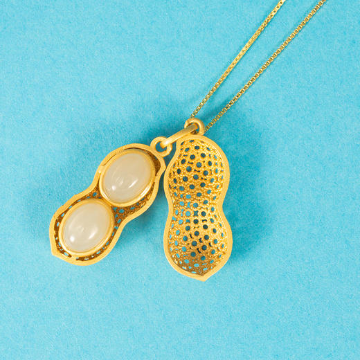 【女神的饰品】沐银时代S925银好事花生和田玉项链 做幸运女神 好事围绕 商品图2