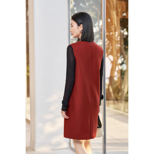 剩S/M/L/XL 米思阳2026春季新款韩版羊毛混纺连衣裙气质减龄无袖V领背心裙女 商品图4