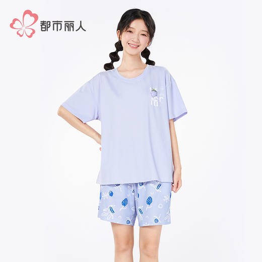 都市丽人女士棉质短袖套装薄40支TC拉架会员精选短袖类LHH2H6 商品图1