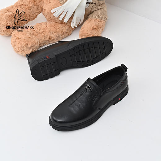 经典鲨2025年春季新品百搭黑色男士正装平底商务皮鞋KW74-513021 商品图3