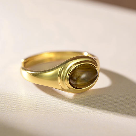 丁摩 天然美拉德虎眼石戒指女S925纯银首饰品高级感复古指环5ZF-3910 商品图2