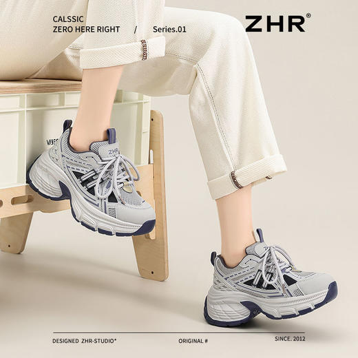 ZHR则则复古增高老爹鞋女春季新款柔软透气休闲鞋耐磨轻便运动鞋 商品图5