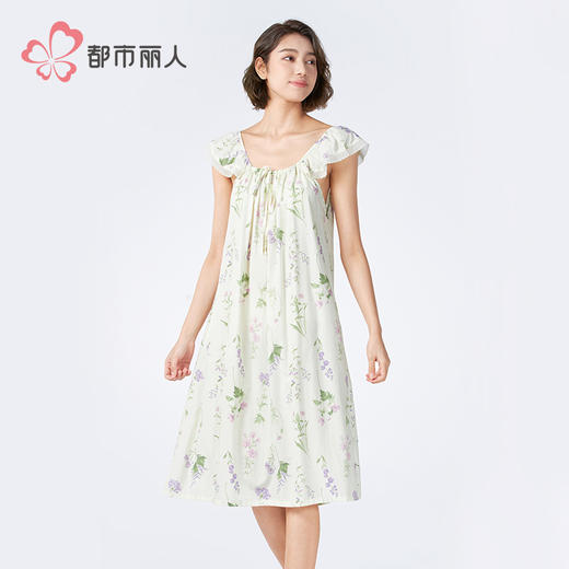 都市丽人女士梭织棉吊带裙薄梭织RC平纹生活家居袖类LHH6D5 商品图2