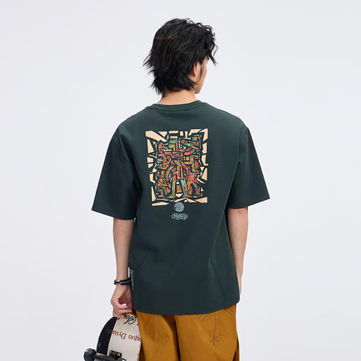 ONIARAI/鬼洗 抽象奥里尼亚克人版画疤痕褶宽松T恤 A840011 商品图4