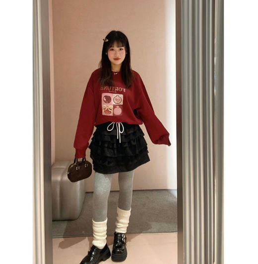 25春新款虞书欣地素同款小石榴卫衣021005 商品图10