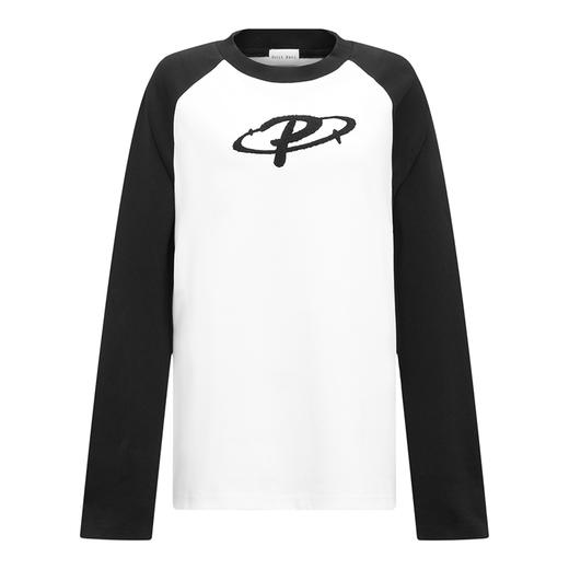 【2件9折】【Petit Bari】星际毛巾绣插肩宽松女士长袖T恤设计感百搭 商品图1