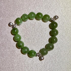和田玉（碧玉）10mm玉珠铃铛手串