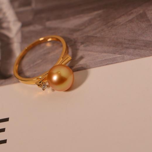 甄珠贝 南洋金珠戒指 8-9mm 18K金钻石 商品图1