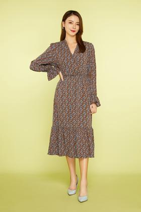 Le Malene V领收腰碎花连衣裙 11482