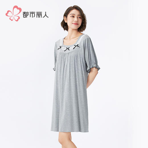 都市丽人女士莫代尔短袖裙薄棉莫拉架生活家居短袖类LHH6C7 商品图2