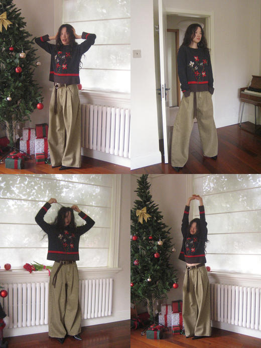 SUPERSCAPE素舶 翻褶显瘦休闲宽松阔腿彩色牛仔裤 商品图4