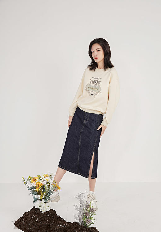 NUTS春季新品时尚短款开叉水洗牛仔半裙女211065102 商品图9