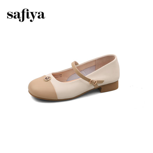 Safiya/索菲娅2025法式撞色一字带浅口通勤平底玛丽珍单鞋 SFD1111208 商品图6