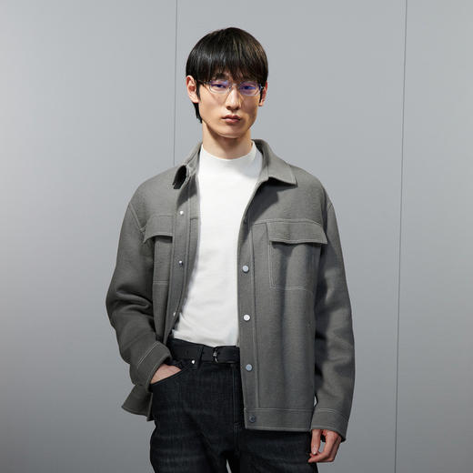 GXG男装 明线设计简约基础含羊毛短大衣毛呢外套男士冬季热卖大衣 商品图2